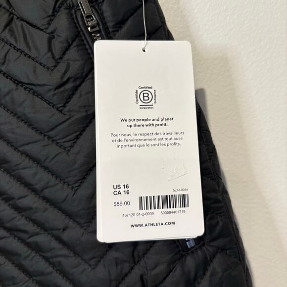 ATHLETA Apres Quilted DOWN Ski Hiking Shorts Zip Pockets Size 16‎ Black NWT - Picture 2 of 8